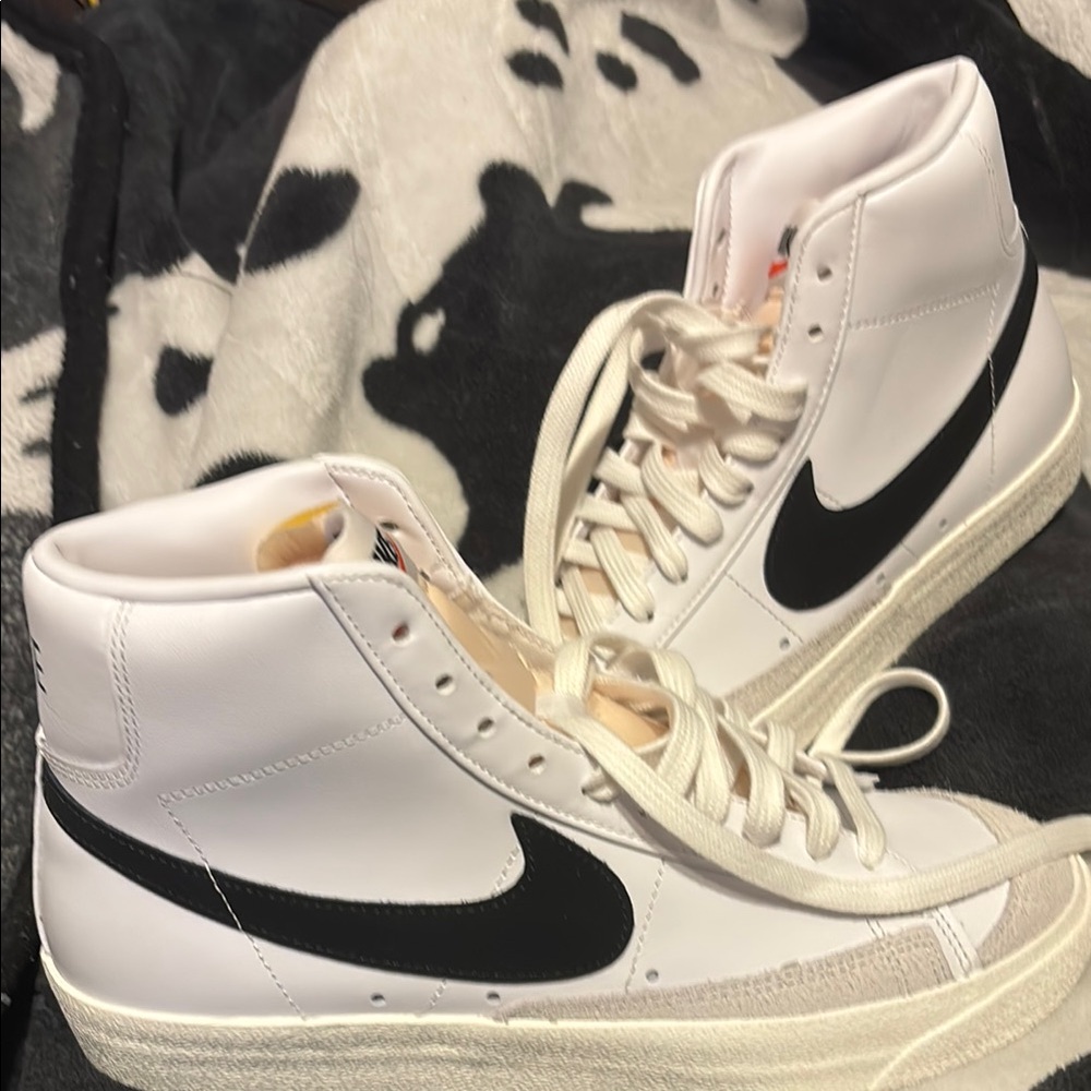 Nike White and Black High-Top Sneakers